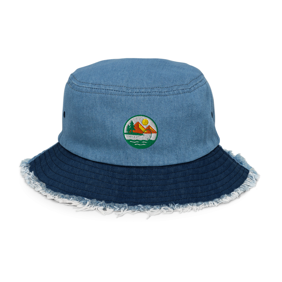 Sunset Fishing Denim Fisherman Bucket Hat